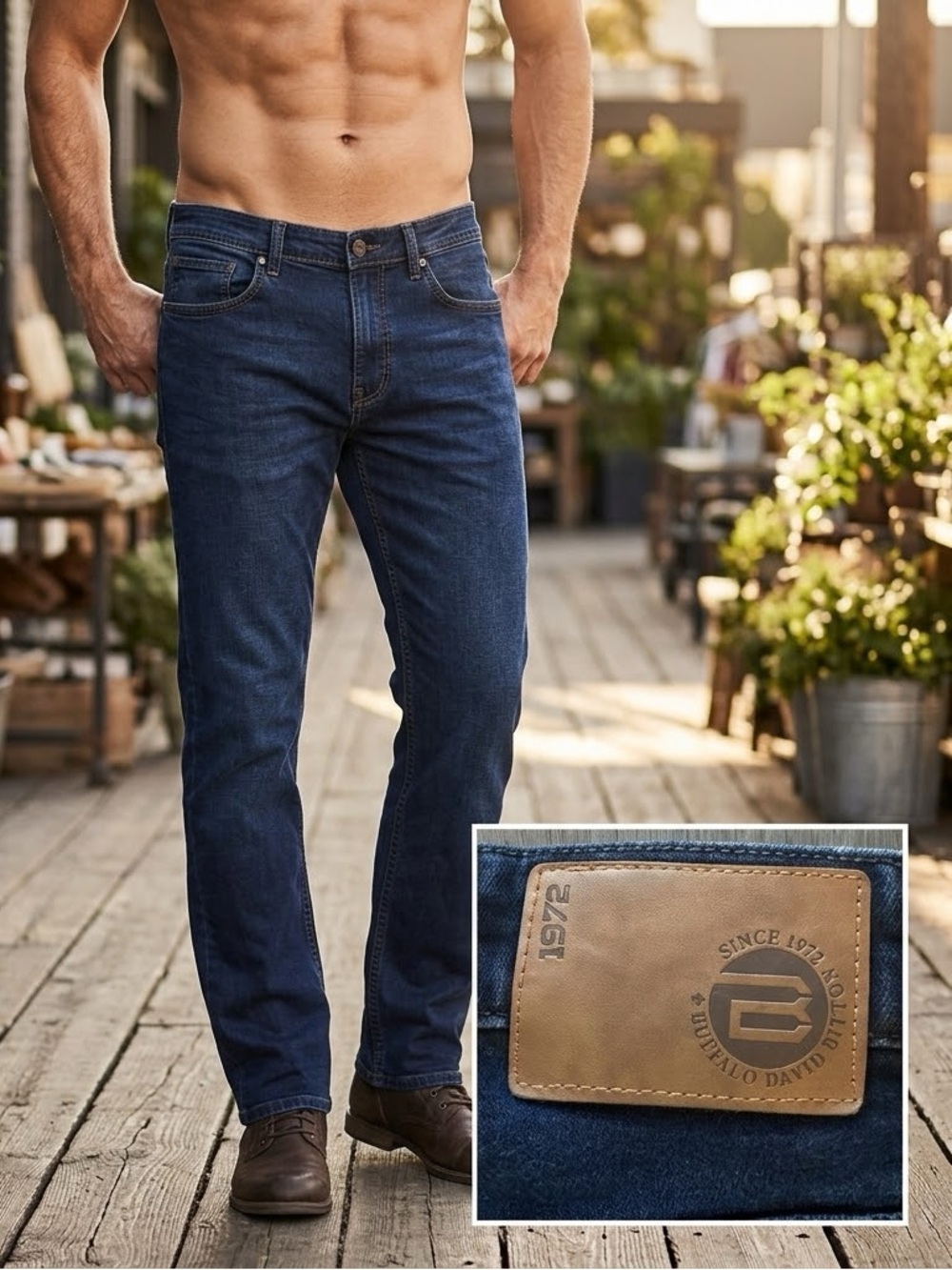 Men’s Buffalo David Bitton Dark Blue Straight Jeans - Premium Designer Denim